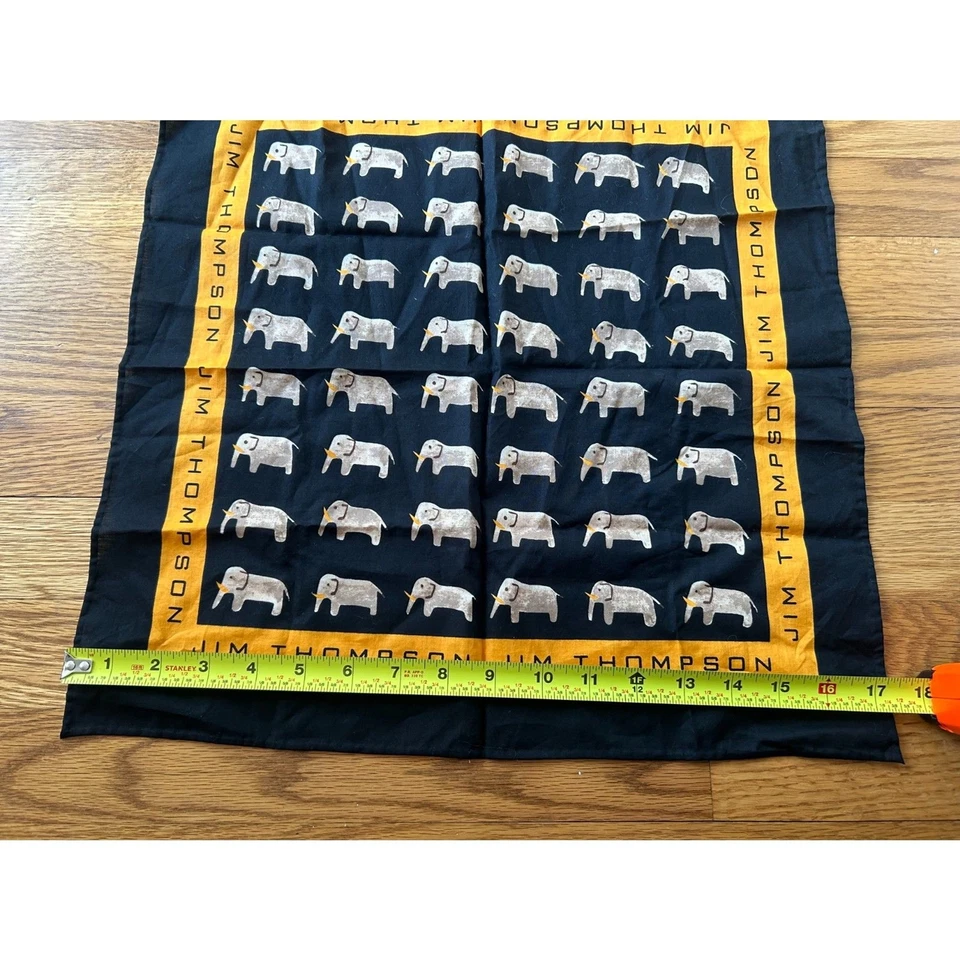 Pañuelo vintage Jim Thompson elefante algodón negro Foto 4 de 4