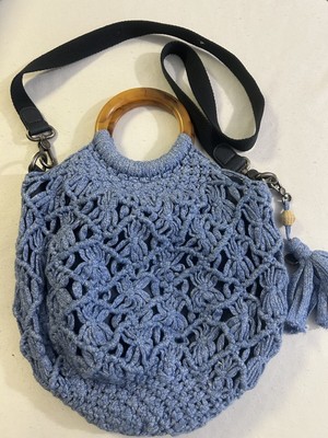 The Sak Helena Blue Bell Circle Bracelet Handle Crossbody Crochet Bag New