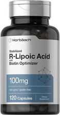 R-lipoic Acid 100mg, with Biotin Optimizer, 120 Capsules, Non-gmo, by Horbaach