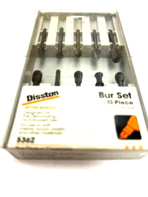 1/8'' Shank 10 Piece Burr Set Disston Better Quality 5362 Single Cut