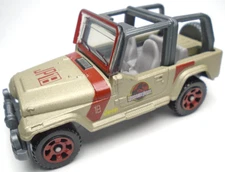2017 MATCHBOX JEEP WRANGLER JURASSIC PARK GRAY 1:64 DIECAST 2 5/8' CAR WITH RED