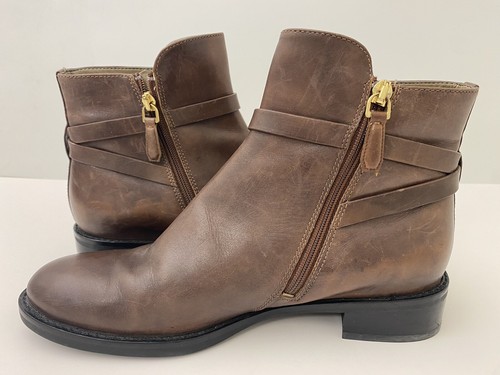 ECCO Chelsea Boots Women EU 38 US 7.5 Brown Leather Hobart Brass Harness - Picture 4 of 11