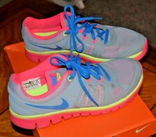 Nike Girl's Flex Run Gray Mesh Lace Up Athletic Shoes 642755-002 Size 7Y