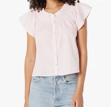 BB DAKOTA Women's Fairy Dust Flutter Sleeve Top Pink Tulle New With Tags Small