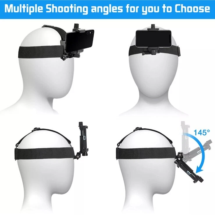 POV Phone Head Mount Belt Clamp Holder For iPhone Samsung Gopro Adjustable Strap - Image 3 of 4