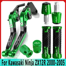 For Kawasaki Ninja ZX12R 2000-2005 Green CNC Brake Clutch Levers Handlebar Sets