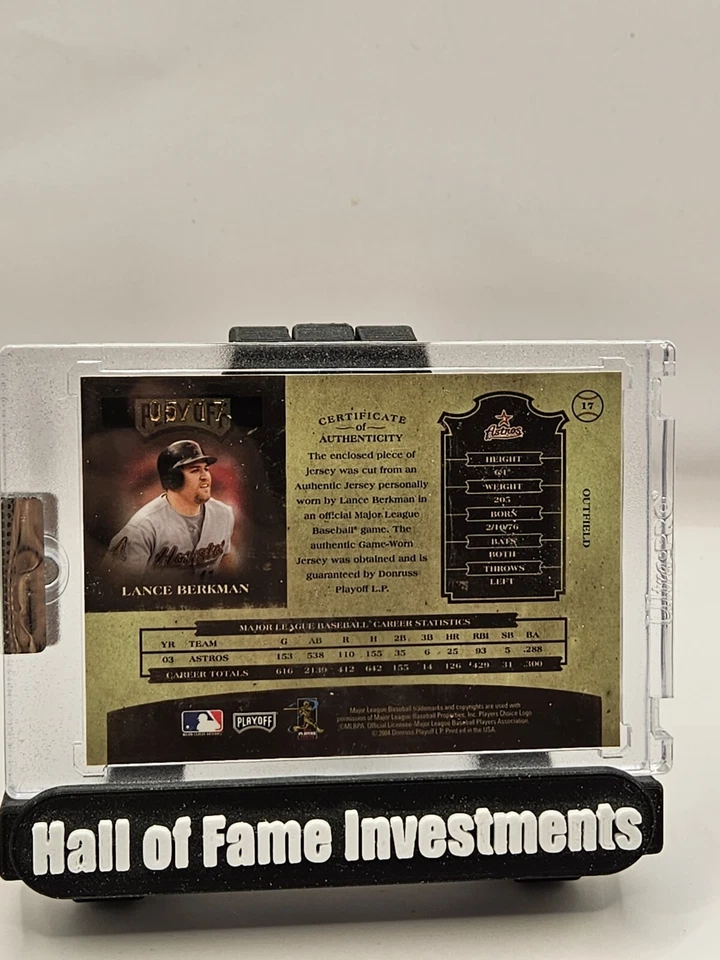 Béisbol Prime Cuts 2004 #17 Lance Berkman firma materiales primos/17 raro  Foto 2 de 2