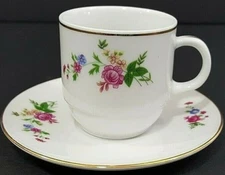 Dimi Cup and Saucer With Pink Floral and Gold Trim China Vintage Romantic