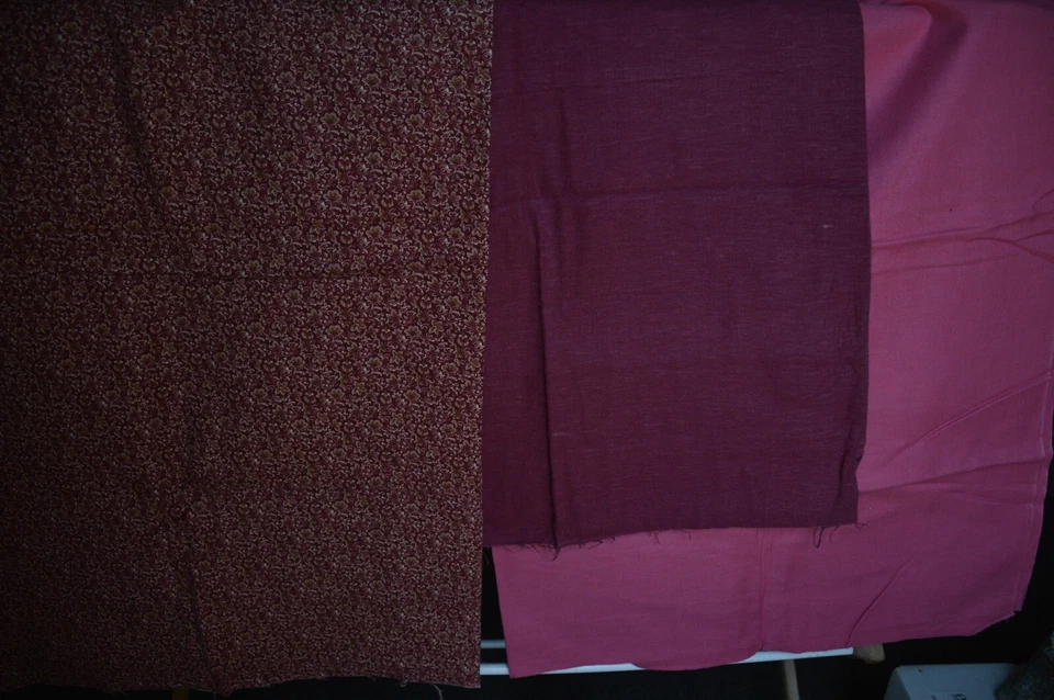 Quilting Fabric Lot Burgundy and Pink Floral and Solids Five Plus Yards Total - Image 3 of 4