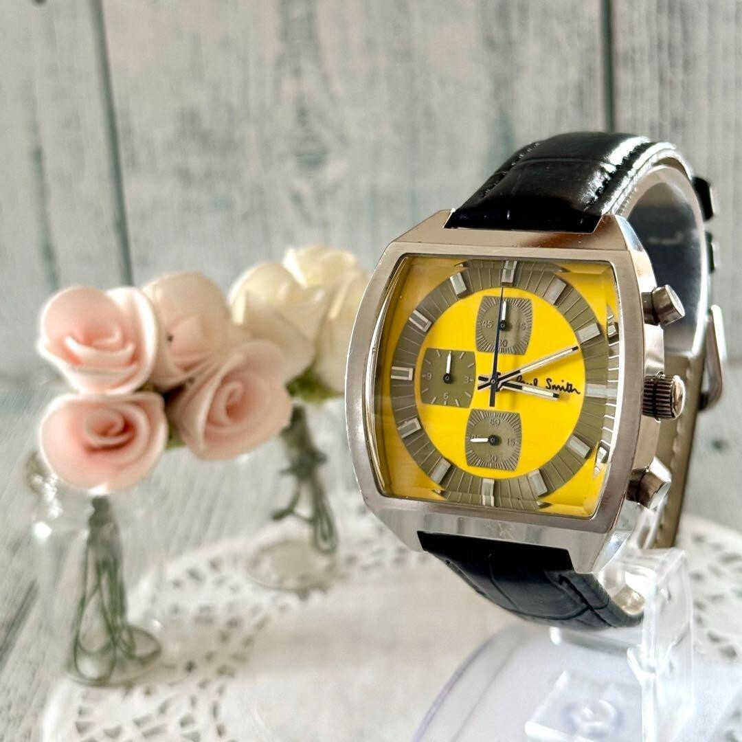 Paul Smith Chronograph Watch Yellow Used From Japan Check description