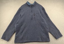 WOOLRICH Pullover Front Pocket 1/4 Zip Blue Sweatshirt Men's Size 2XL Outdoors