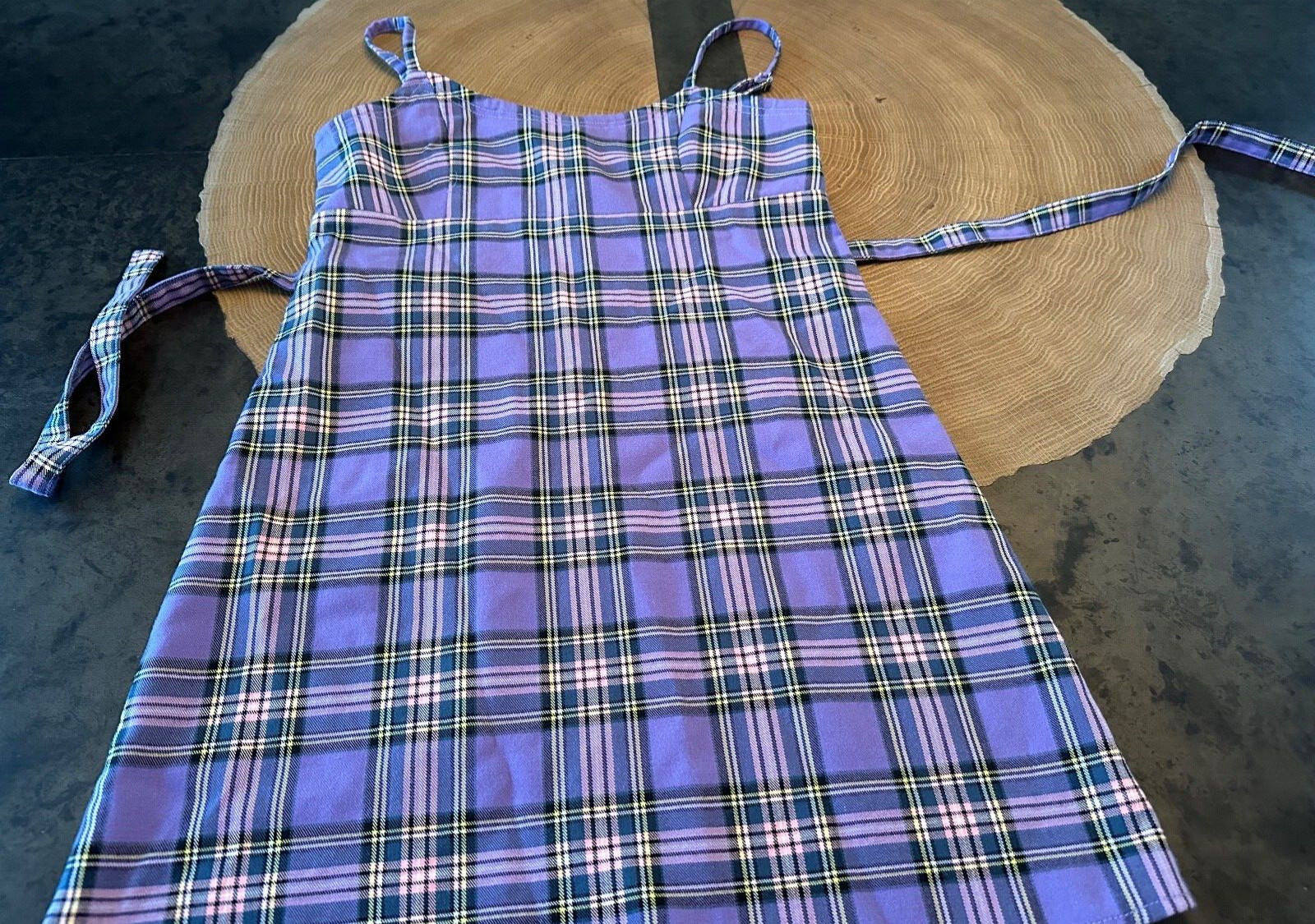 BRANDY MELVILLE PURPLE PLAID DRESS WOMENS SZ O/S