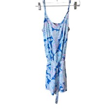 Lilly Pulitzer Size Small Deanna Tank Top Romper Blue Pink Tie Waist Sleeveless