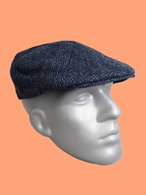 PEAKY BLINDERS Harris Tweed  Arran 8pc Cap HS15 BLUE BLACK - PICK SIZE
