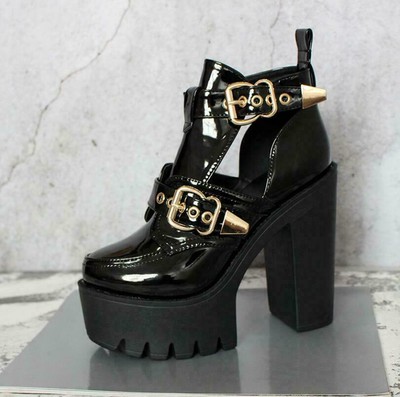 chunky cut out boots