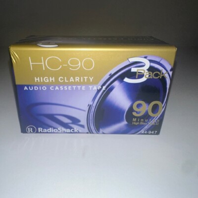 Black Audio Cassette Tapes High Clarity HC-90 High Base Type 44-947 3 Pack NWT