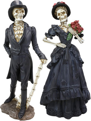 Day of the Dead DOD Skeleton Lady Bride and Gentleman Groom Couple in Steampunk 