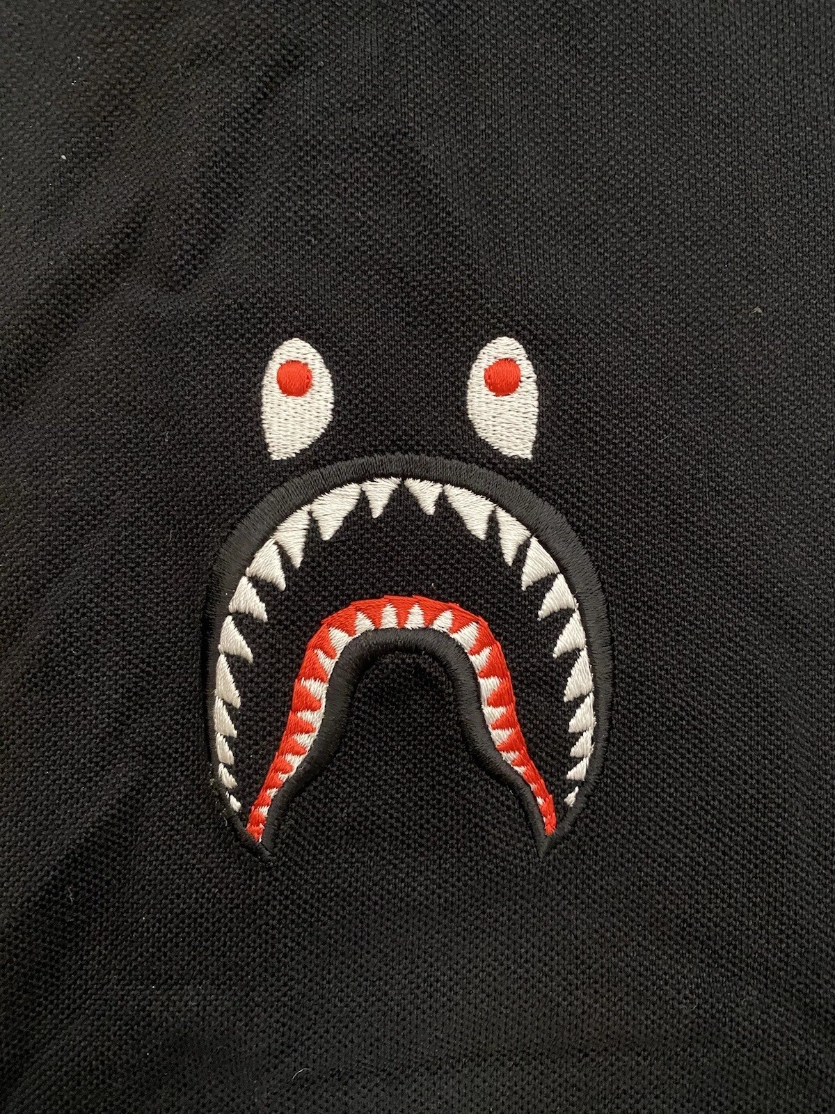 A BATHING APE (BAPE) Camicia abito da bagno scimmia Bape squalo cucito colletto nero XXL esclusiva Giappone