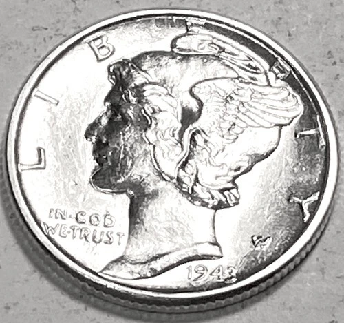 1943 P MERCURY DIME SUPERB GEM BU + No Reserve  *J1906