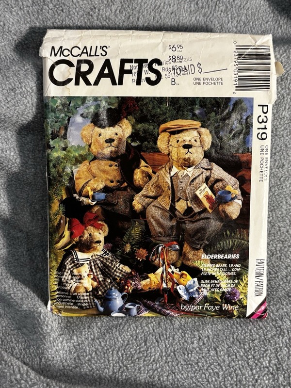 VTG McCall’s Crafts Sewing Pattern P319 ~ Elderberries ~ Bears And Clothes~ 1990