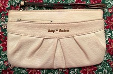Vintage Juicy Couture Cream ruched faux leather wristlet with gold logo