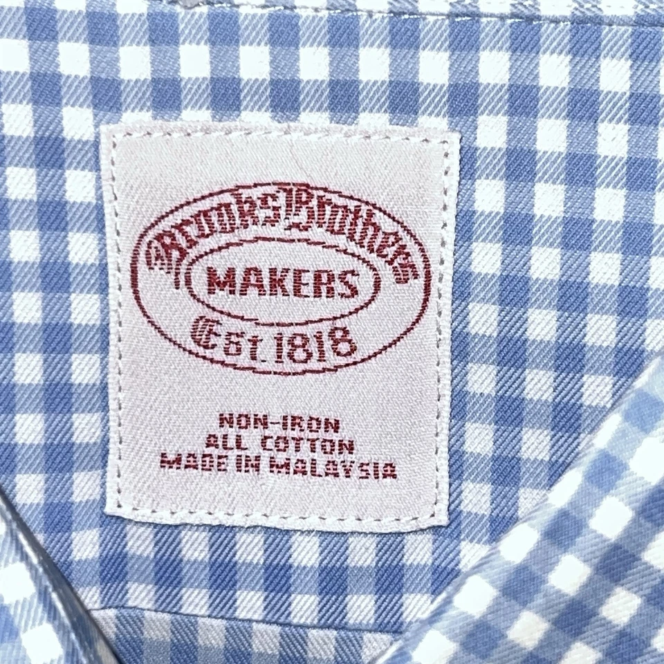 Vintage Brooks Brothers Makers Shirt Mens Large Blue Plaid Preppy Classiccore - Image 3 of 4