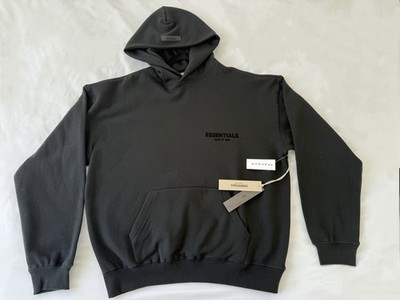 ESSENTIALS Black Pullover Hoodie Medium Unisex Casual Streetwear