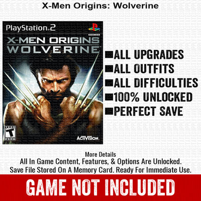 X-Men Origins Wolverine 100% PS2 Memory Card All CHEATS ITEMS