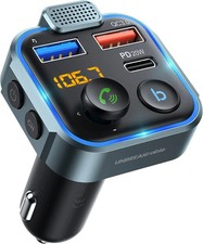 Bluetooth 5.3 FM Transmitter Car Radio Adapter PD 20W QC 3.0 Fast Charger Han...