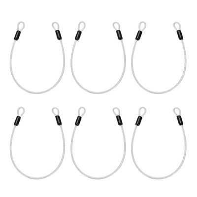 6pcs 3/16'' Dia 1.6ft Security Cable Lock Vinyl Coated Steel with Loops Clear