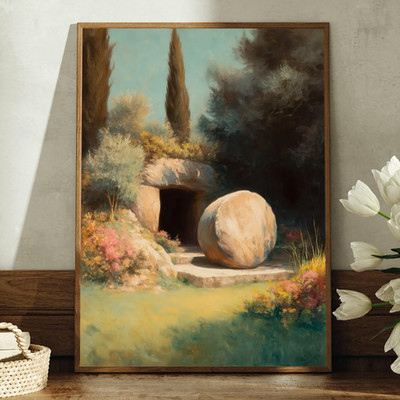 Empty Tomb He Is Risen Canvas Christian Easter Wall Art Decor