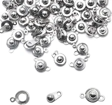 20 Sets Stainless Steel Snap Button Clasps Jewelry Connectors for Necklace Brace