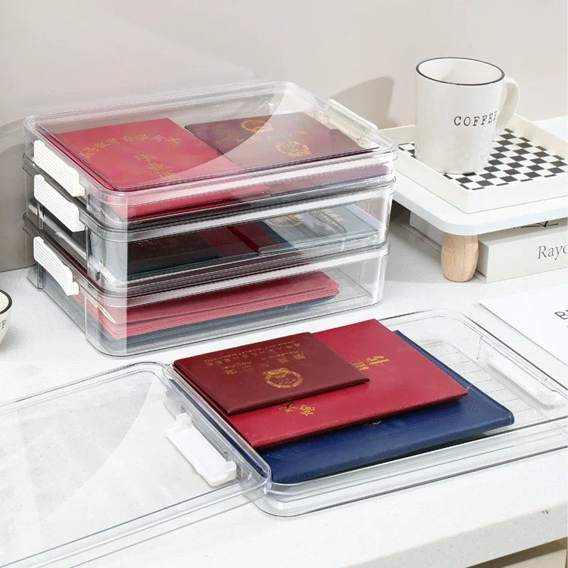 Acrylic A4 Paper Storage Box Clear Desktop File Document Organizer Case ...