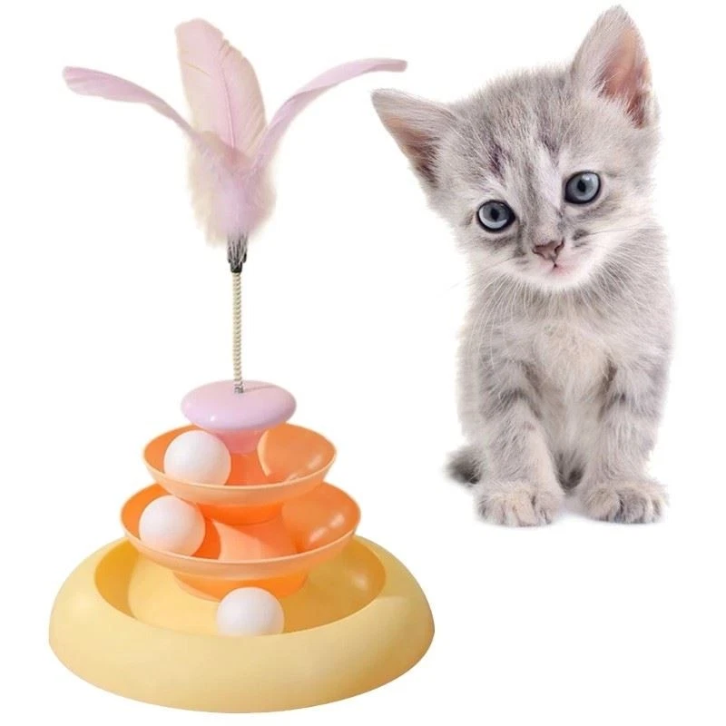 Interaction Cats Teaser Toy Feather Track Toy Cats Boredom Tower Supply