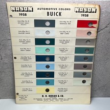 1958 Buick Automotive Nason Paint Chips Set Color Sample Auto Car 1958 Buick Automotive Nason Paint Chips Set Color Sample Auto Car