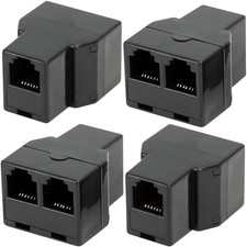 4 Pack Telephone Line Splitter RJ12 6P6C 1 Female to 2 Female Phone Jack