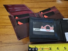 NEW Men's Genuine Leather Bi-Fold Wallets Black Or Burgundy with Photo ID Insert