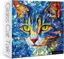 Stained Glass Cat Painting Jigsaw Puzzle 1000 Piece for Adult, Art...