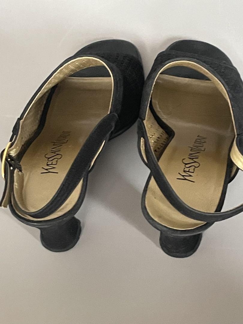 Autentici sandali con tacco Yves Saint Laurent decolte cinturino nero taglia 35 donna