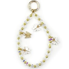 Beaded Phone Wrist Strap, Cellphone Bracelet Lanyard, Sparkling White