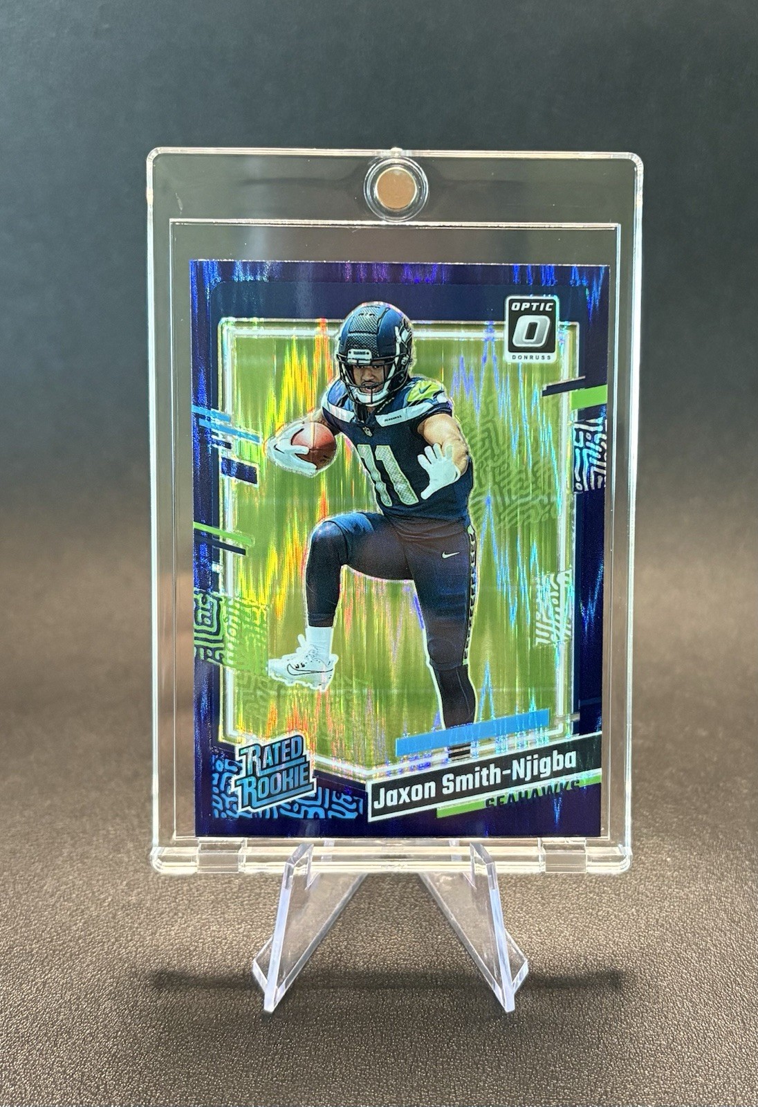 2023 Optic Jaxon smith-Njigba Rookie Purple Shock Prizm JSN RC #293