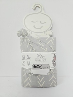 Toby Wrap Set NEW Light Grey White pattern NYC hat wrap baby