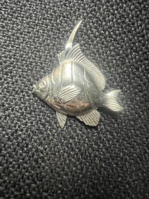 VTG Sterling Silver - Angelfish Fish Animal Brooch Pin - 925
