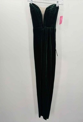 Pre-Owned Lulus Green Size XXS Velvet Maxi Evening Gown