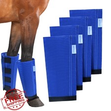Horse Fly Boots Set of 4 Blue Breathable Adjustable Leggings