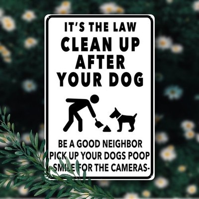 Clean Up After Your Dog Tin Metal Signs HomeDécor It Is The Law Pet Waste Remind