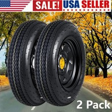 2pcs 4.80-12 4.8x12 480-12 Trailer Tires Rims 4 Lug On 4 6pr Lrc Black Wh