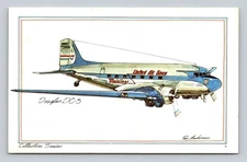 1973 Douglas DC-3 United Air Lines Mainliner Airplane Roy Anderson Art Postcard