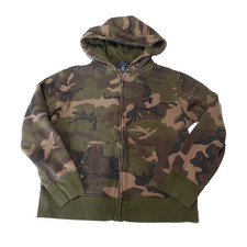 Polo Ralph Lauren Boys Green Camo Fleece Lined Full Zip Hoodie Size L 14-16 