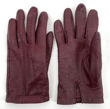 VTG Aris Women's size 7.5 Soft genuine 100 Leather Gloves burgundy nylon lining